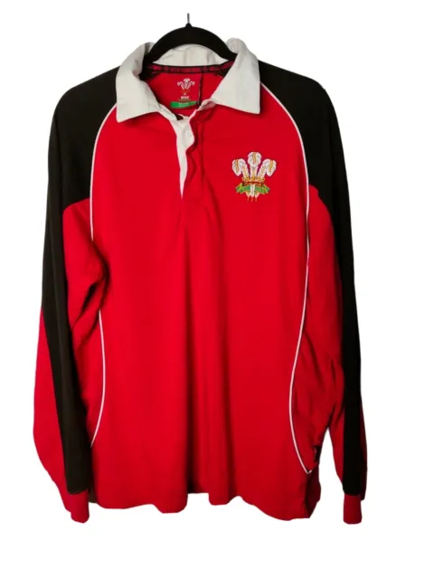 Welsh Rugby Union Polo Shirt Size M Long Sleeved Wales WRU Official Product