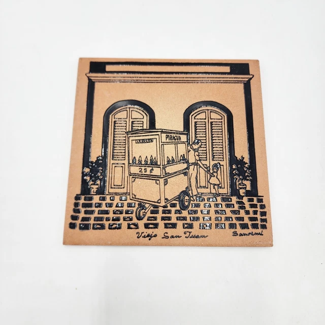 Vintage Terra-cotta Tile Trivet Veijo San Juan SANREMI Bayaymon 1980s Wall Art