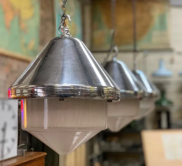 XL polished Holophane Industrial Factory Pendant Lamp With Prismatic Lenses