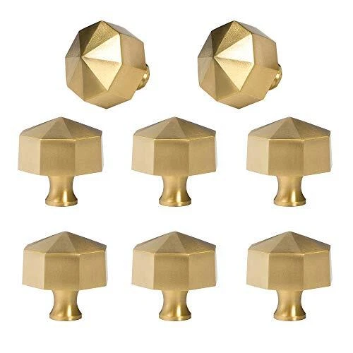 RZDEAL Solid Brass Knobs Beautiful Brushed Gold Kitchen Cabinet Knobs Contemp...