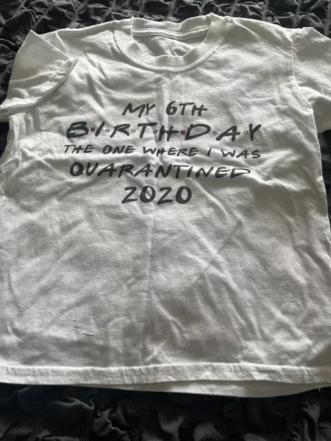 T Shirt White With Logo On The Front Worn Once Age 6 In Excellent Condition