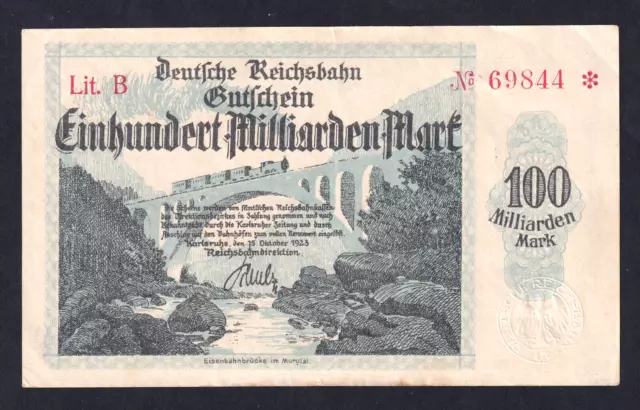 Karlsruhe - Reichsbahndirektion - 100 Milliarden Mark - 15.10.1923