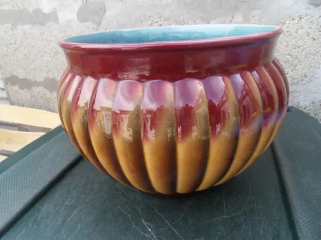 vintage planter cache pot Jardiniere faience Sarreguemines art deco