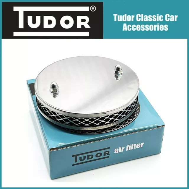 Tudor Chrome Pancake Sports Air Filter SU 1 1/4" SU HS2 Offset CLASSIC MINI