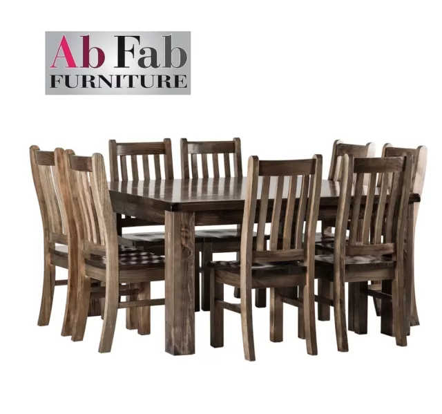 Barossa Dining Suite 9 Piece 1 X Table 8 X Chairs 1.5M Square Solid Timber