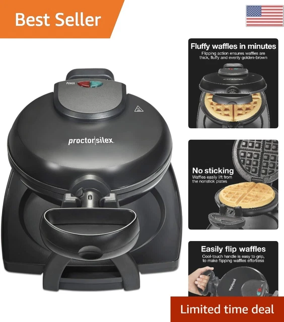 Belgian Waffle Maker - Fluffy Waffles in Minutes - Nonstick Plates - Cleanup