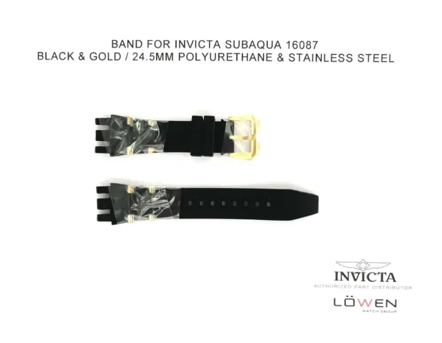 Authentic Invicta Subaqua 16087 Black Polyurethane and Steel 24.5mm Watch Band
