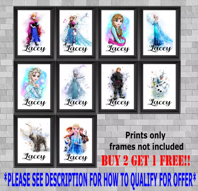 Personalised Disney Frozen Childrens Room Wall Art Print Christmas Gift A5 A4 A3