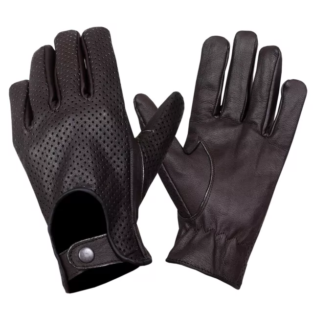 Clásico Hombre Guantes para Conducir Suave Genuino Piel de Cordero Auténtica