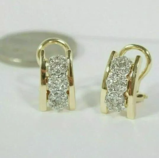 0.60 Ct Round Cut Moissanite Hoop Earrings 14K Yellow Gold Plated Silver