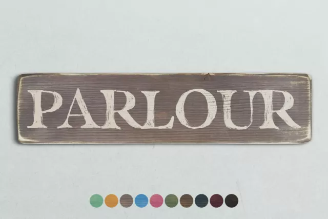 PARLOUR Vintage Style Wooden Sign. Shabby Chic Retro Home Gift