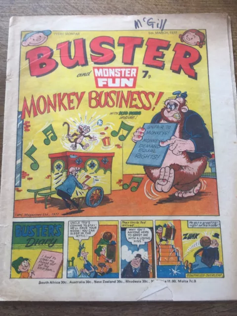 Vintage Buster & Monster Fun Comic 05/03/77 UK Paper Comic 40 Year Old 1970s 70s