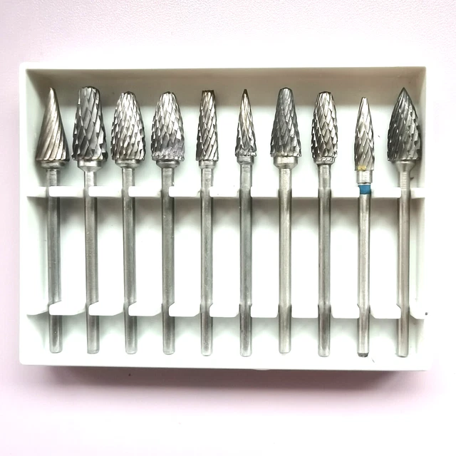 10pcs Carbide Burr Set Carbide Rotary Burr Set with 2.35mm Shank for Carving
