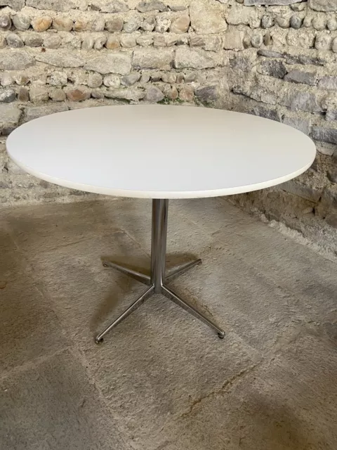 Eames Herman Miller Table Ronde Blanc Pied Chrome Vintage 70