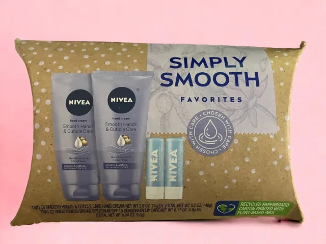 Nivea Simply Smooth Favorites Set-  2 Hand Cream & 2 SPF 15 Sunscreen Lip Care