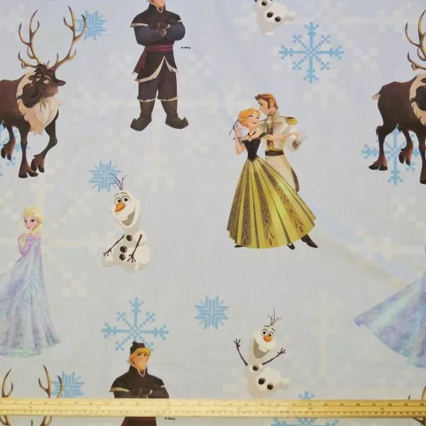 100% Cotton Fabric Disney Frozen Princess Anna Hans Olaf Snowflake 140cm Wide