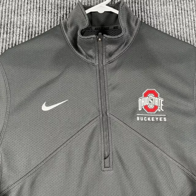 Ohio State Buckeyes Nike Mens Medium Gray Long Sleeve 1/4 Zip Pullover Shirt