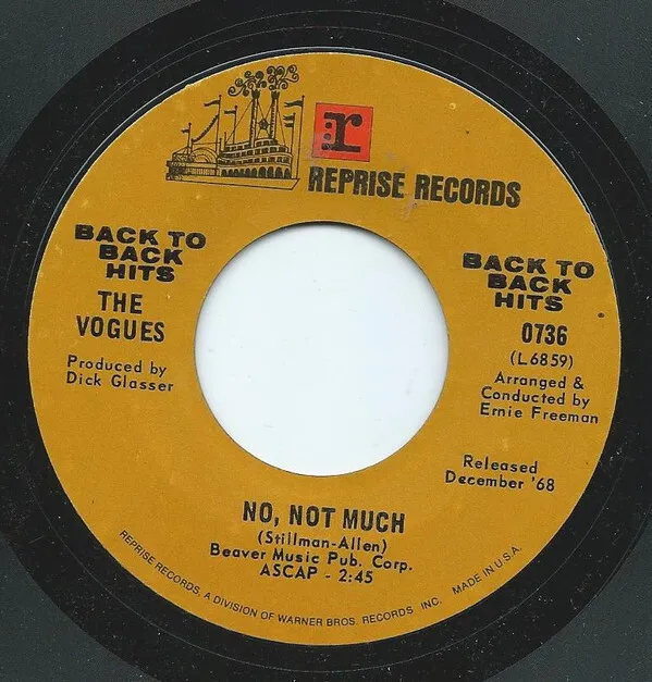 The Vogues - No Not Much / Earth Angel (Will You Be Mine) (7")