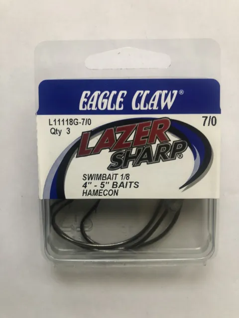 EAGLE CLAW L045G #3/0 8Ct Lazer Sharp Automatic Worm Hooks $5.43