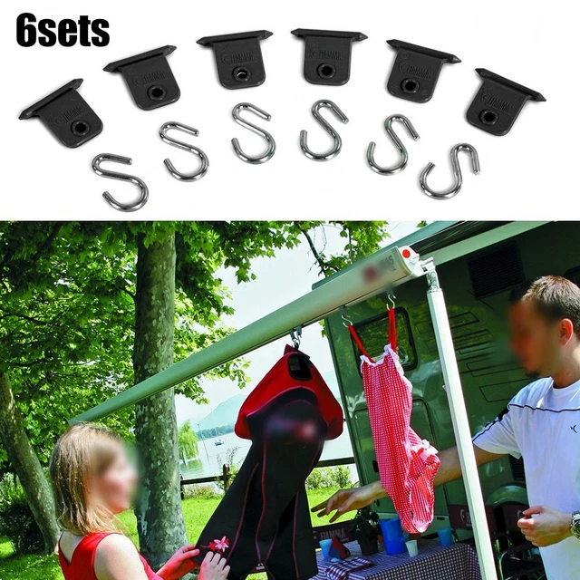6 Stücke Awning Rail Hook Ring mit S Haken für Wohnmobile und Wohnwagen Schwarz