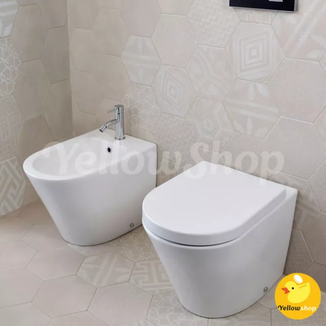 Bidet A Terra Filo Muro Coprivaso Rallentato Soft Close Pavimento Oasy Bagno