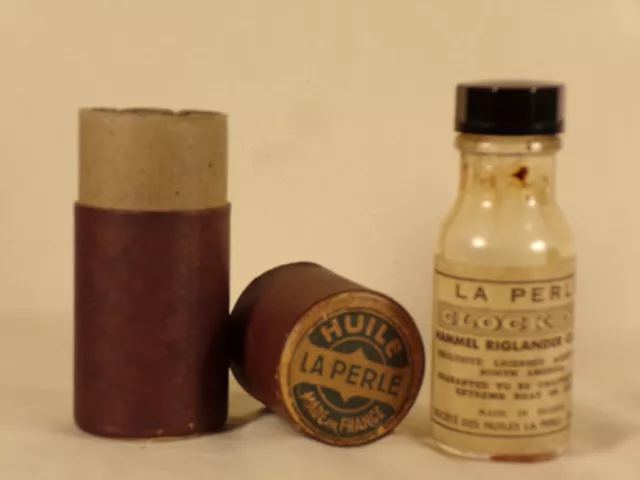 Antique Clock Oil Bottle La Perle Mirault Hammel Riglander Made In France