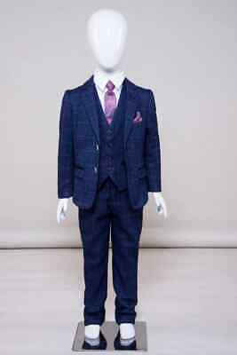 Marc Darcy Childrens Harry Indigo 3 piece Wedding Suit 