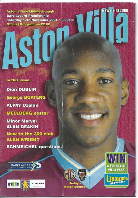 ASTON VILLA V Middlesbrough 3 Progs. 17 Apr 1982, 28 Nov 1990 & 17 Nov ...