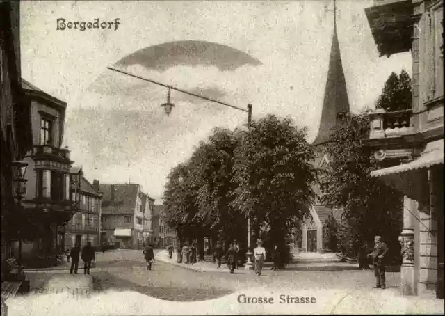 HAMBURG Bergedorf Große Strasse a.d. Kirche anno 1900 Reprokarte Ansicht AK