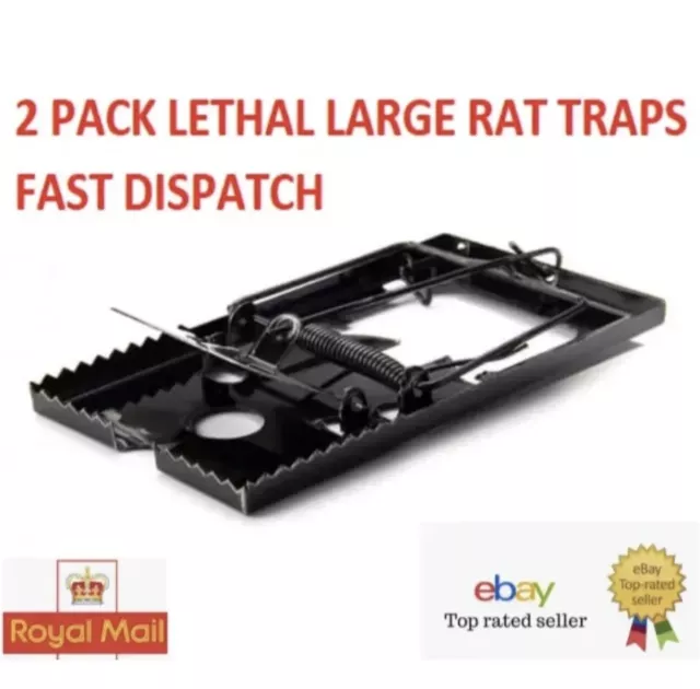 2 X Large Rat Catching Metal Traps Heavy Duty Snap Mouse Trap Bait Pest Catcher