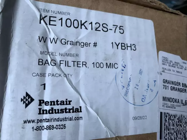 PENTAIR/PENTEK KE100K12S-75 Filter Bag 100 micron 32" L , Size 12,  (20 count)