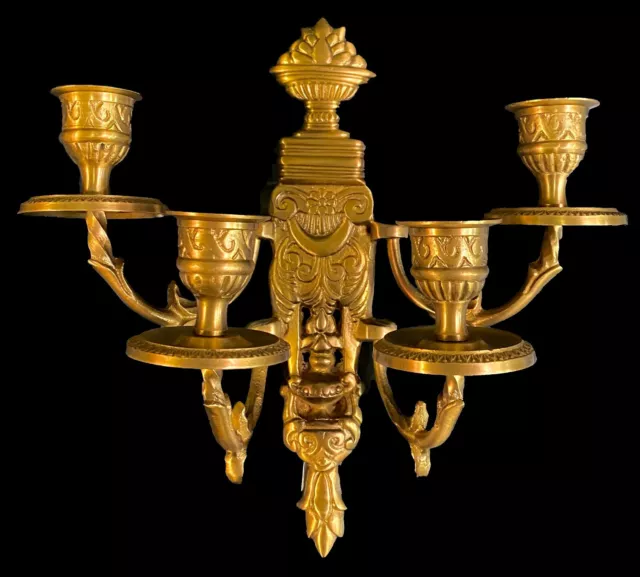 Antigua pareja de apliques, candelabros de bronce imperio. Napoleón III.