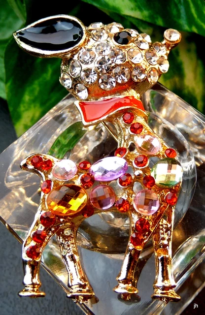 Betsey Johnson Crystal Rhinestone Enamel Multi Acrylic Reindeer Brooch Pendant!