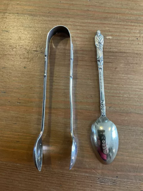 Vintage EPNS Silver Sugar Tongues And Spoon Decorative