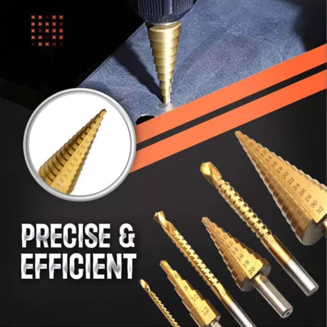 6Pc Titanium Plating Drill Bit Set Coated Steel Step Quick Change 1/4 Shank Tool