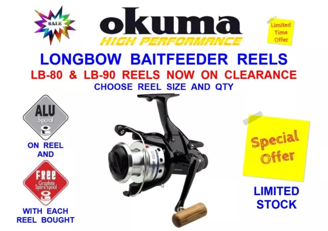 Original Okuma Longbow Lb-90 Baitfeeder Reel Carp Fishing Big Pit Bait Runner