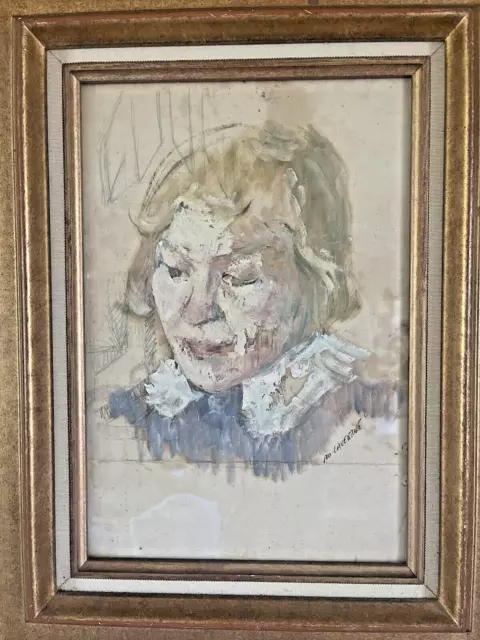 Madeleine Lavanture (1913-1940) - Huile sur Papier - Autoportrait - Signée - XX