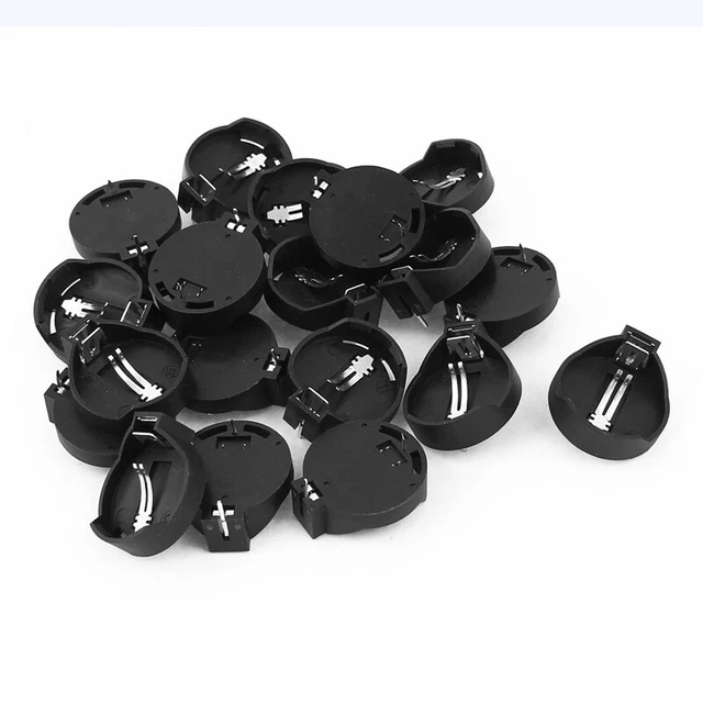 3V CR2032 CR2025 Button Cell Battery Holder Adapter Black 20-Piece U1E7