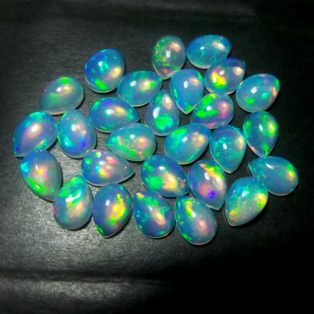 7x5 MM Birne Form Natürlich Erstklassiges Regenbogen Feuer Weiß Äthiopische Opal