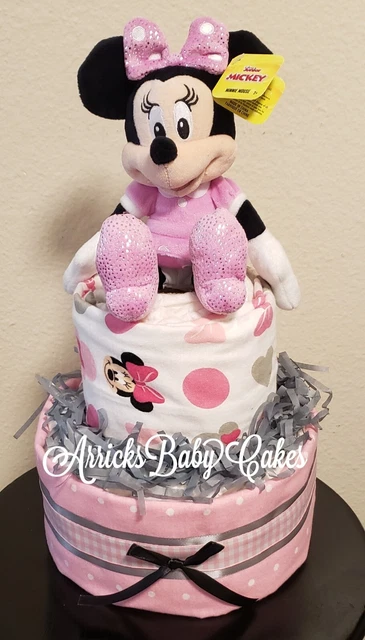 Diaper Cake~Pink Minnie~Baby Shower Gift~Baby Girl~Free Shipping~Disney Plush 🎀