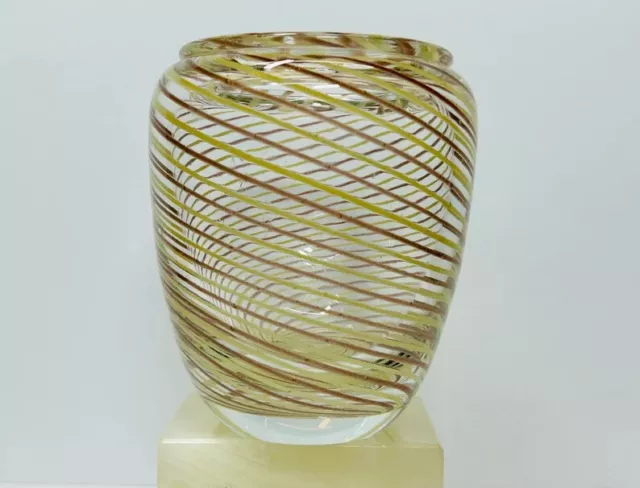 Vintage Signed Skookum Art Glass Vase 1984 Robert Held Caned Glass Vase