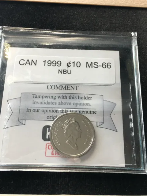 1999  Coin Mart Graded Canadian,  ¢10  Cent, **MS-66 NBU**