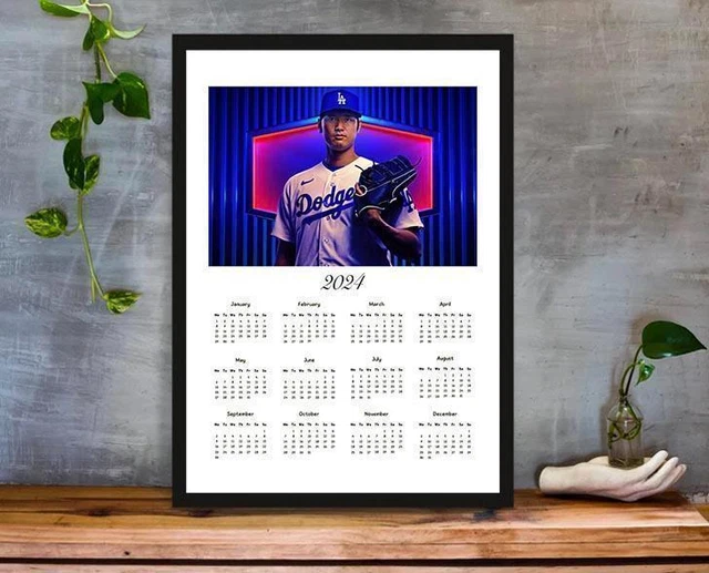 18SHOHEI OTANI 2024 Calendar Poster A4 Framed Baseball Dodgers 58.15
