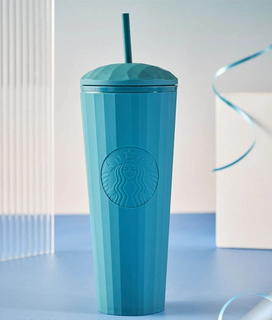 New Presell 2022 China Starbucks Matte Blue 24oz Plastic Dome Straw Cup