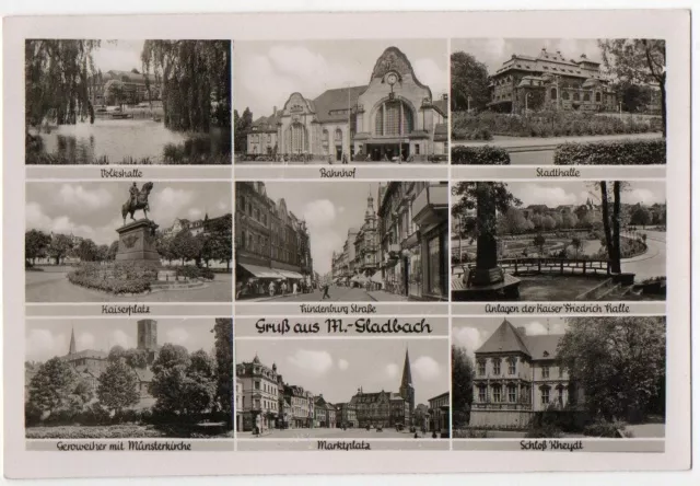 AK M.-Gladbach - 9 Motive Bahnhof, Kaiserplatz, Schloss..  Mönchengladbach