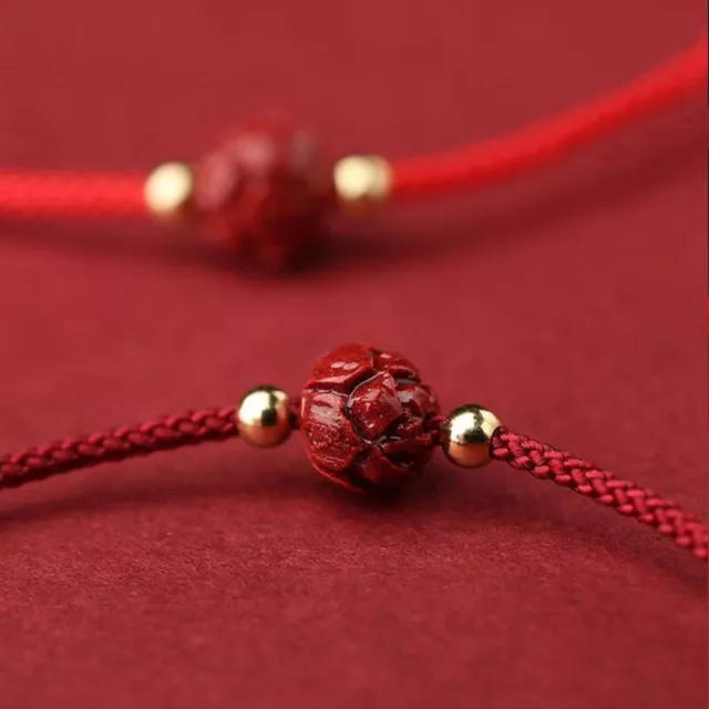Cinnabar Lotus Protection Lucky Red String Natural Cinnabar Protection Bracelet
