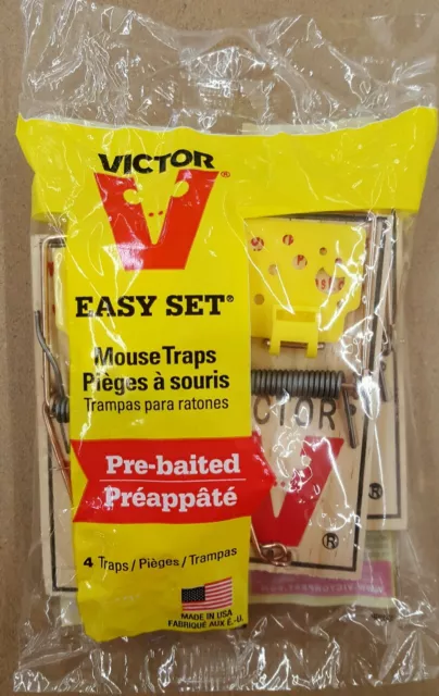 Victor Easy Set Mouse Trap - 4 Traps - Pre-Baited - M032 - Made In Usa