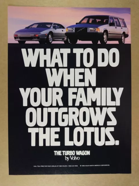 1990 Volvo 740 Turbo Wagon & Lotus Esprit photo vintage print Ad
