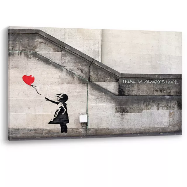 Red Heart Balloon Girl Banksy There Is Always Hope Canvas Wall Art Picture Print