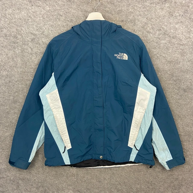 The North Face Giacca Donna Large Blu HyVent Frangivento Cappotto Pioggia Top Con Cappuccio